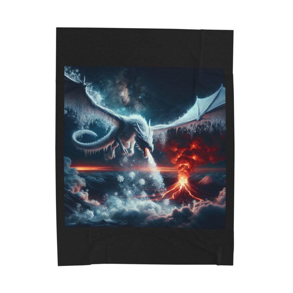 Fire & Ice Dragon Blanket: Epic Fantasy Velveteen Throw