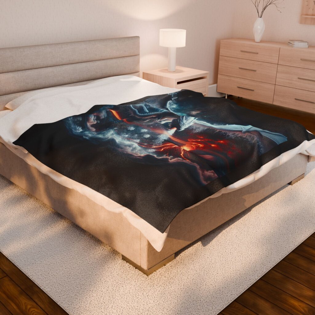Fire & Ice Dragon Blanket: Epic Fantasy Velveteen Throw