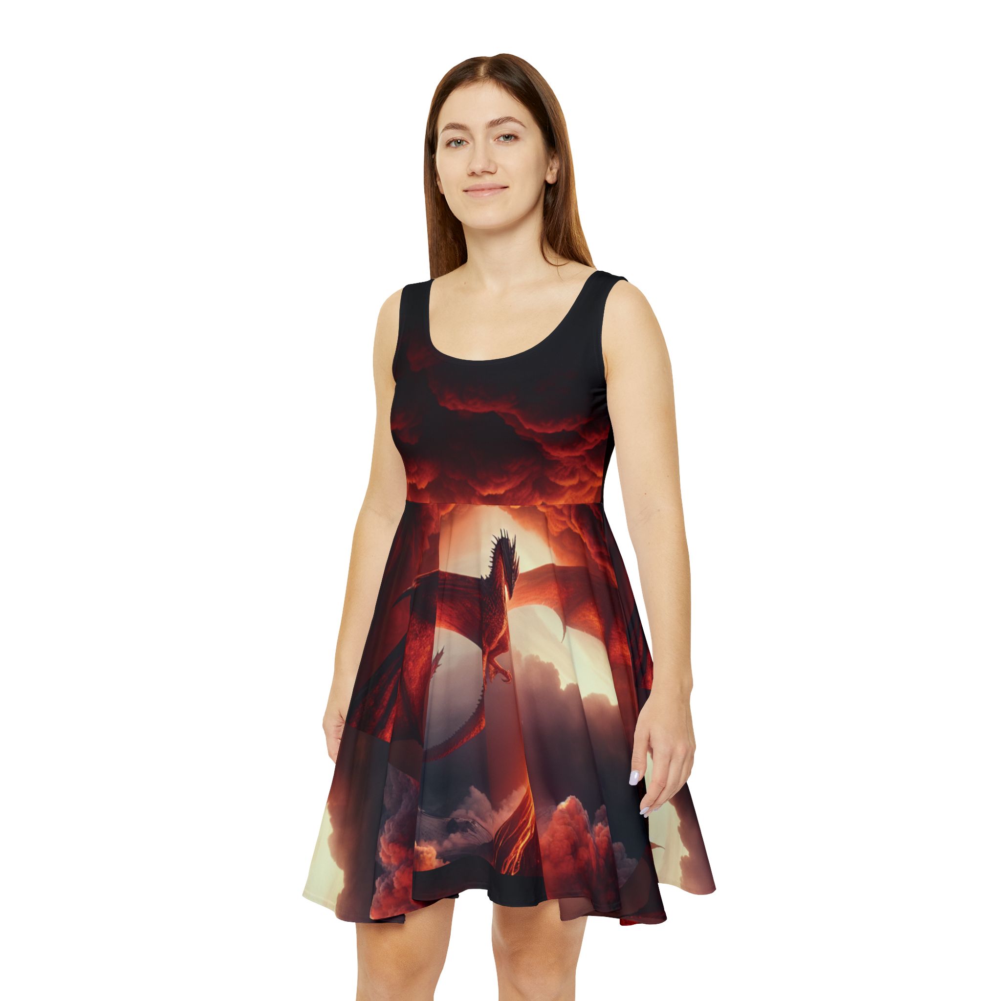 Fire dragon skater dress for women
