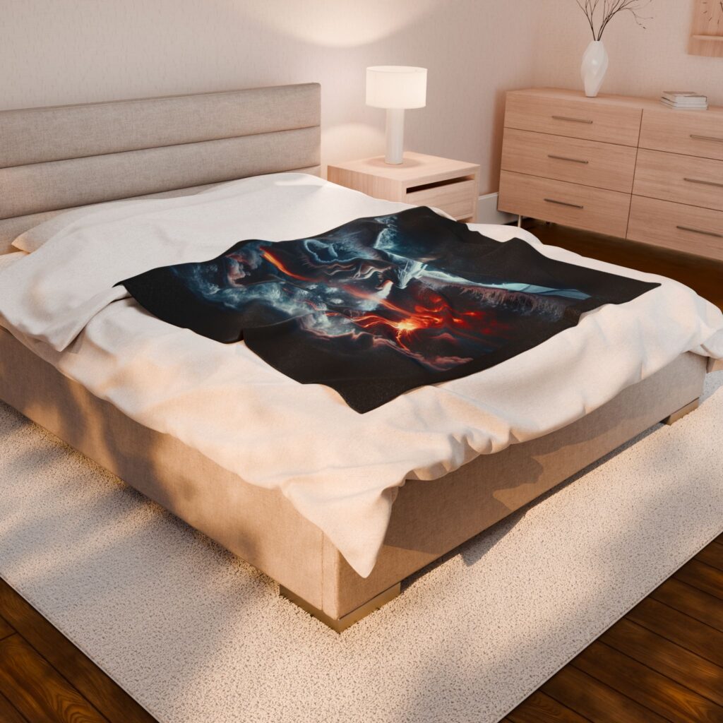 Fire & Ice Dragon Blanket: Epic Fantasy Velveteen Throw
