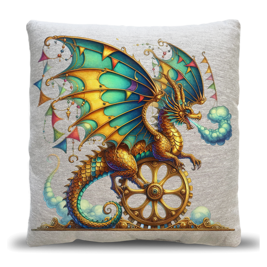 Clockwork dragon pillow | steampunk fantasy throw pillow - image 5