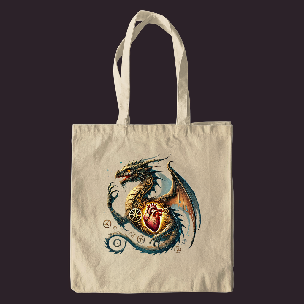 Steampunk Clockwork Mechanical Dragon Tote Bag - Canvas Fantasy Bag