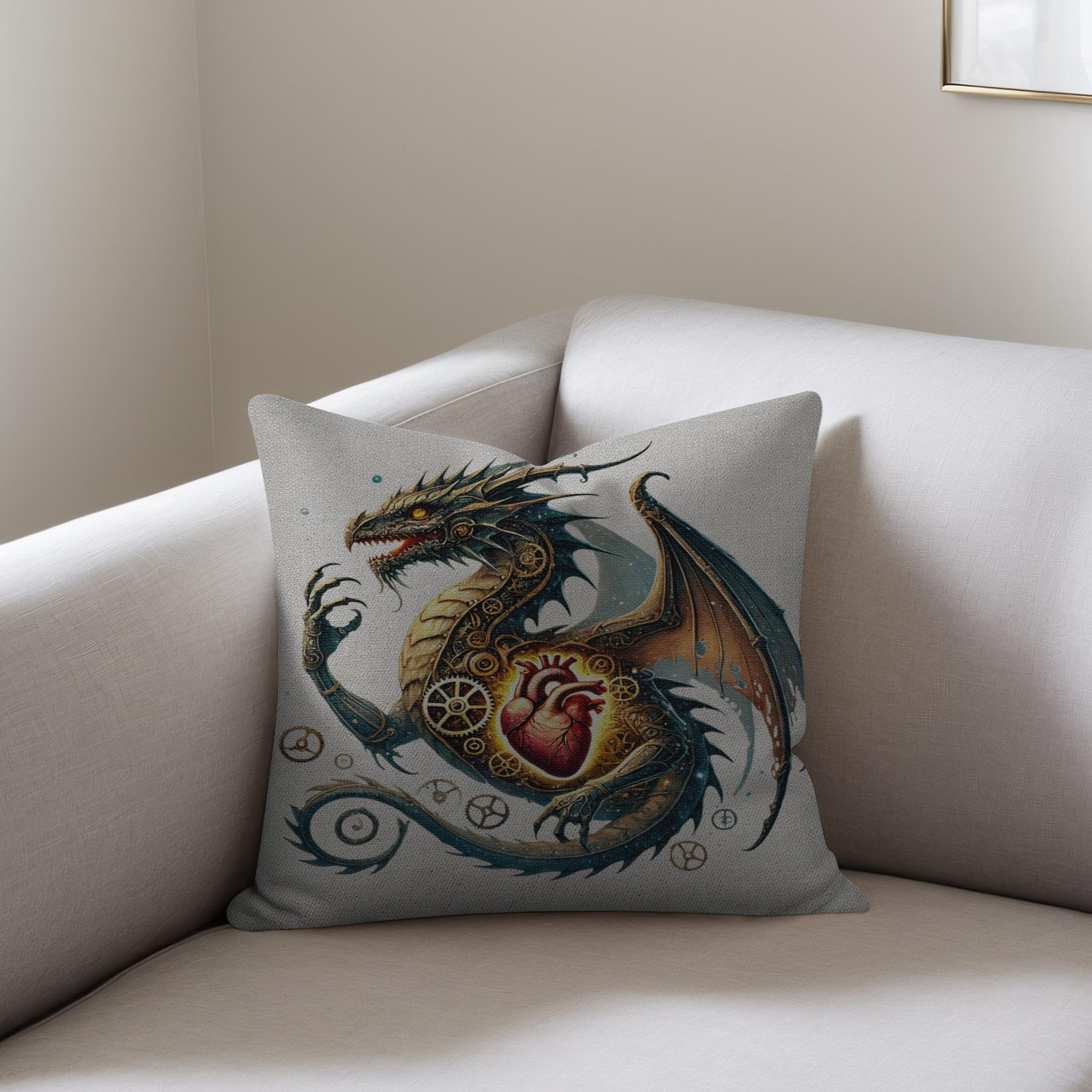 Clockwork Dragon Pillow | Steampunk Mechanical Dragon Cushion 2 Clockwork dragon pillow | steampunk mechanical dragon cushion - image 2