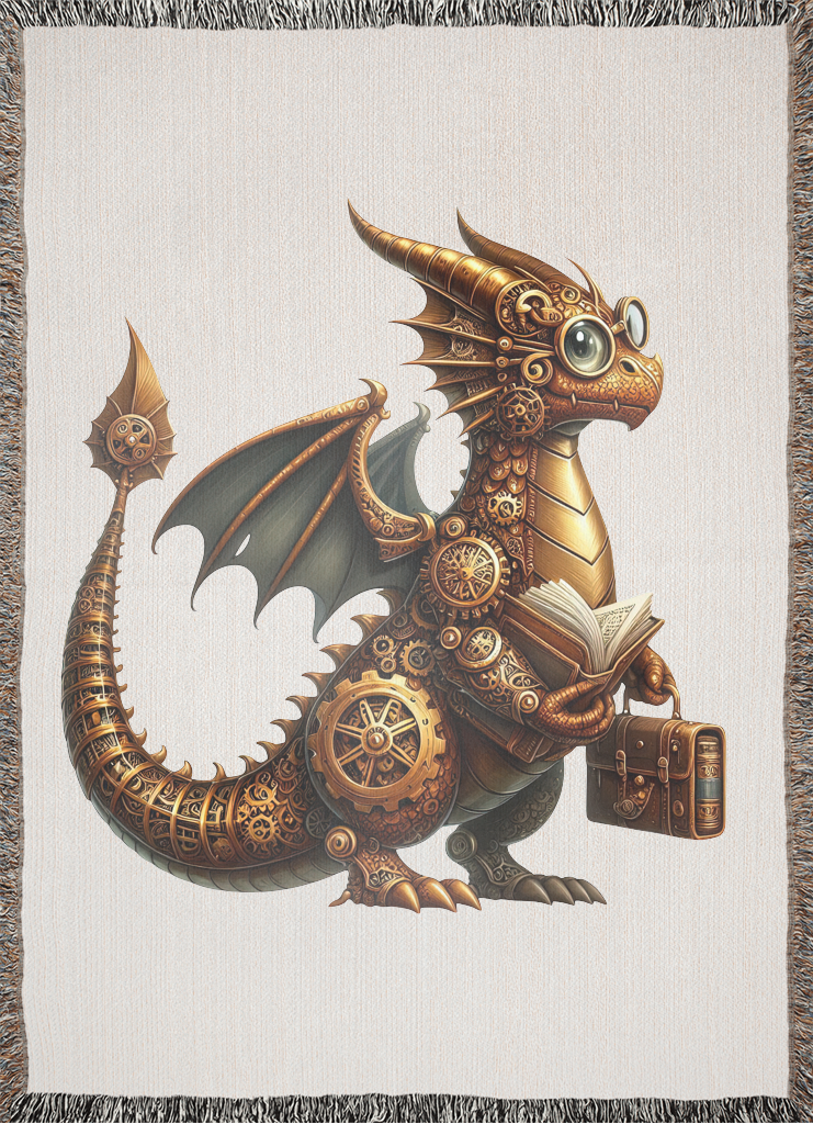Steampunk Dragon Scholar Blanket