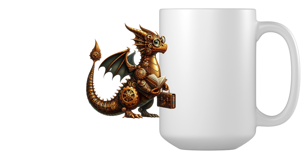 Steampunk Scholar Dragon Coffee Mug 2 Steampunk scholar dragon coffee mug