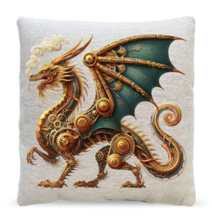 Golden teal wyrm statement pillow