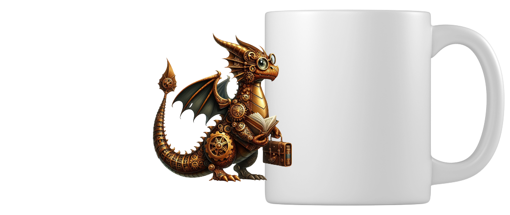 Steampunk Scholar Dragon Coffee Mug 1 Steampunk scholar dragon coffee mug