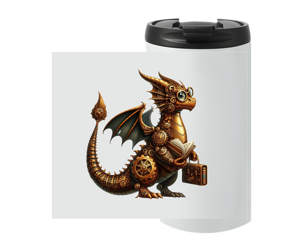 Steampunk scholar dragon travel mug