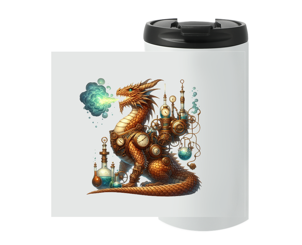 Steampunk alchemist dragon travel mug