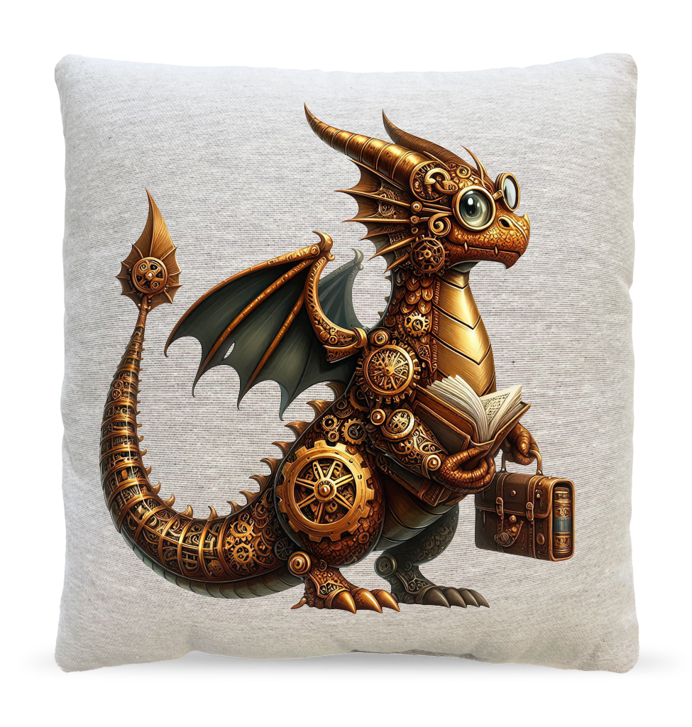 Steampunk Scholar Dragon Pillow